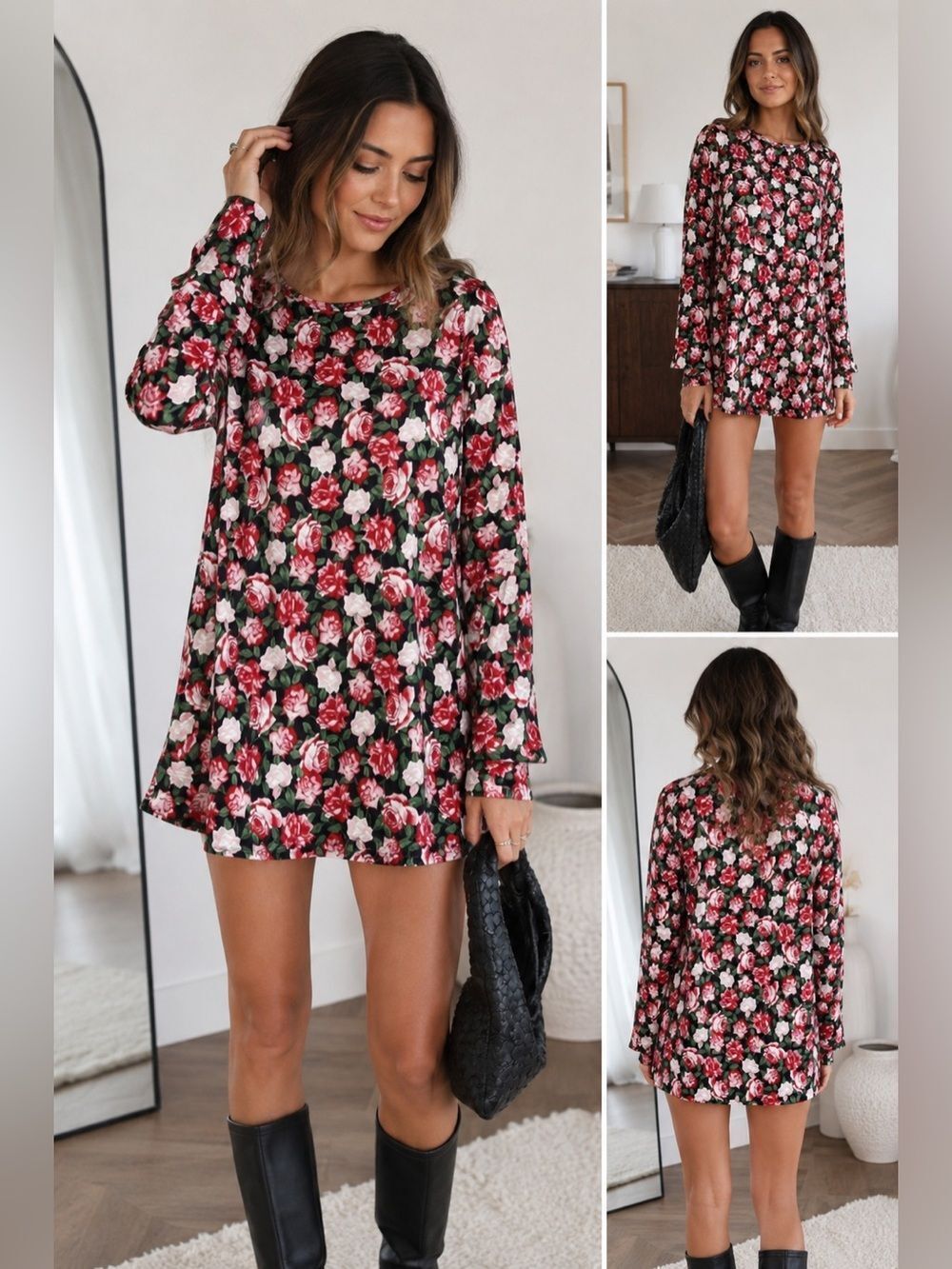 Pinc Floral Print Mini Dress Tunic Top Size M Extremely soft